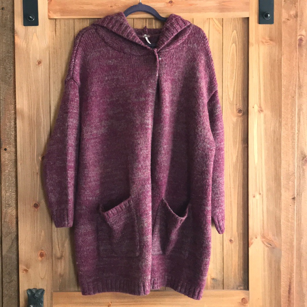 Free People Wool Blend Hooded Cardigan